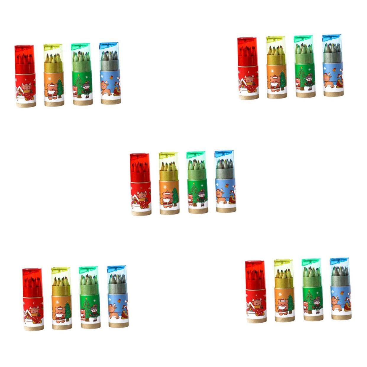 5 Ensembles Crayons De Couleur Pratiques 12 Crayons De Couleur Crayons De Noël Avec Gomme Pour Enfants Pour Enfants Crayons De 4 boîtes * 5