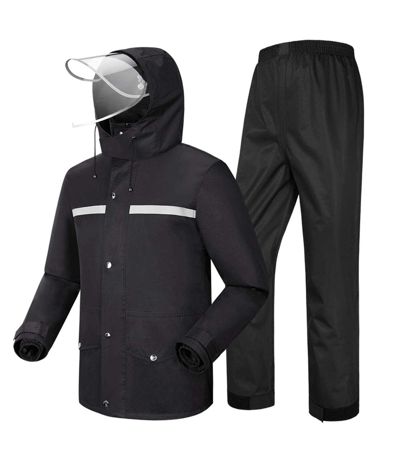 Coutyuyi Wasserdichter Jacke & Hosenanzug Regenmantel Unisex Regenanzug Outdoor Anti-Storm Kapuze Regenbekleidung