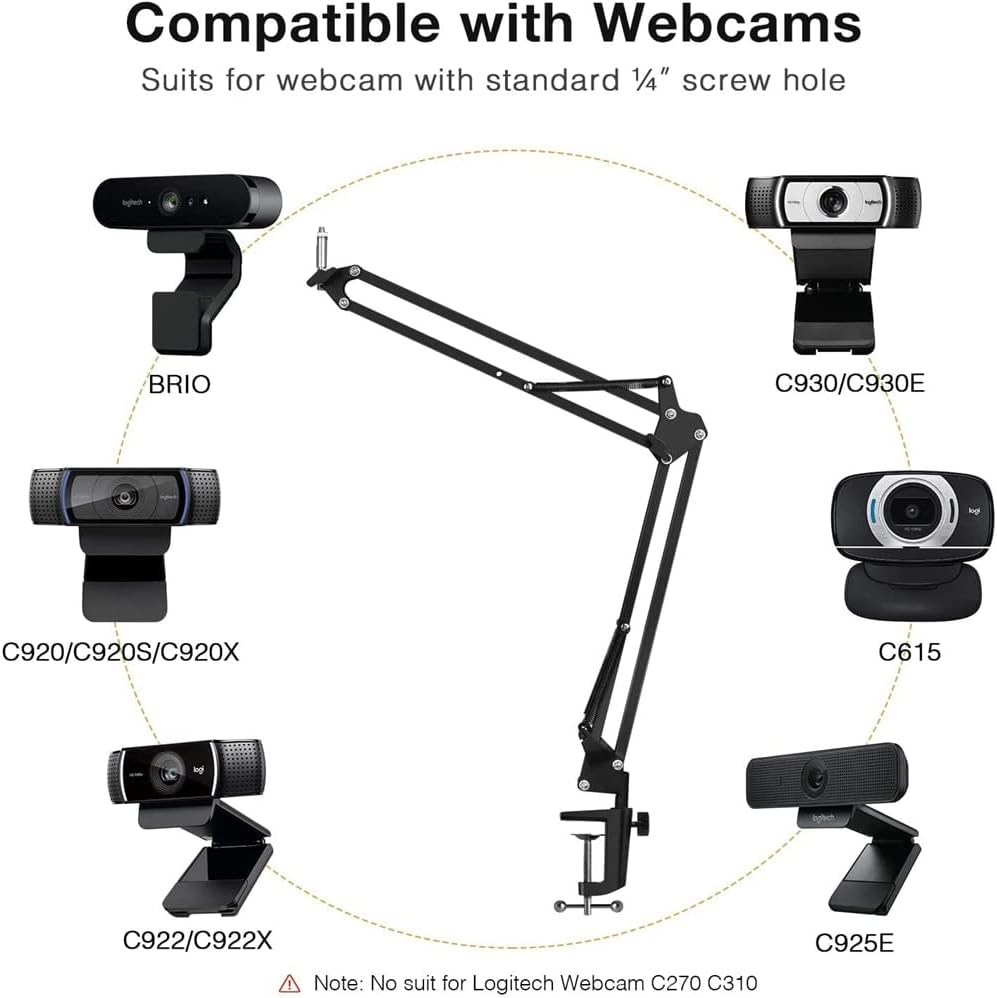 Web Camera Desktop Webcam Tripod Stand with Stabilizer Suspension Boom Scissor Arm Web Camera Stands for Web Cam C922 C930e C920 for Gaming Video Calling Recording (Color : Type 2)