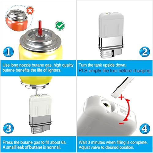 Miniatura 6 de Encendedor de antorcha, paquete de 2 encendedores de butano, encendedor de gas al aire libre a prueba de viento ajustable, encendedores de llama de
