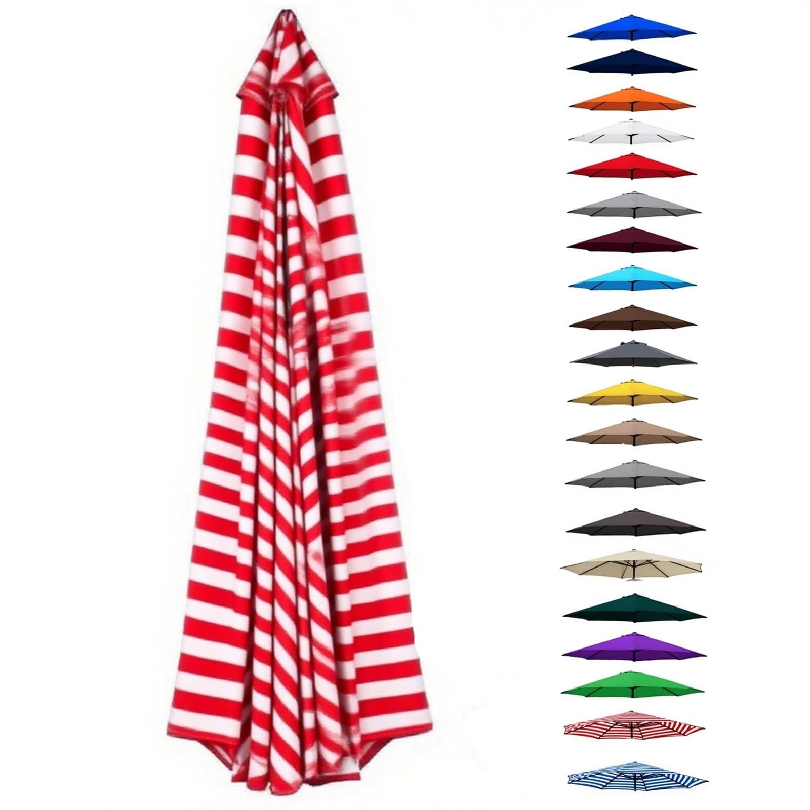 UV30+ Waterproof Garden Parasol Umbrella 2.0-4.0M – Outdoor Sun Shade Canopy For Patio Beach Pool Lawn & Deck – 6/8 Rib Design(Red-White,(8Rib) 2.3m/7.5ft) — image 1
