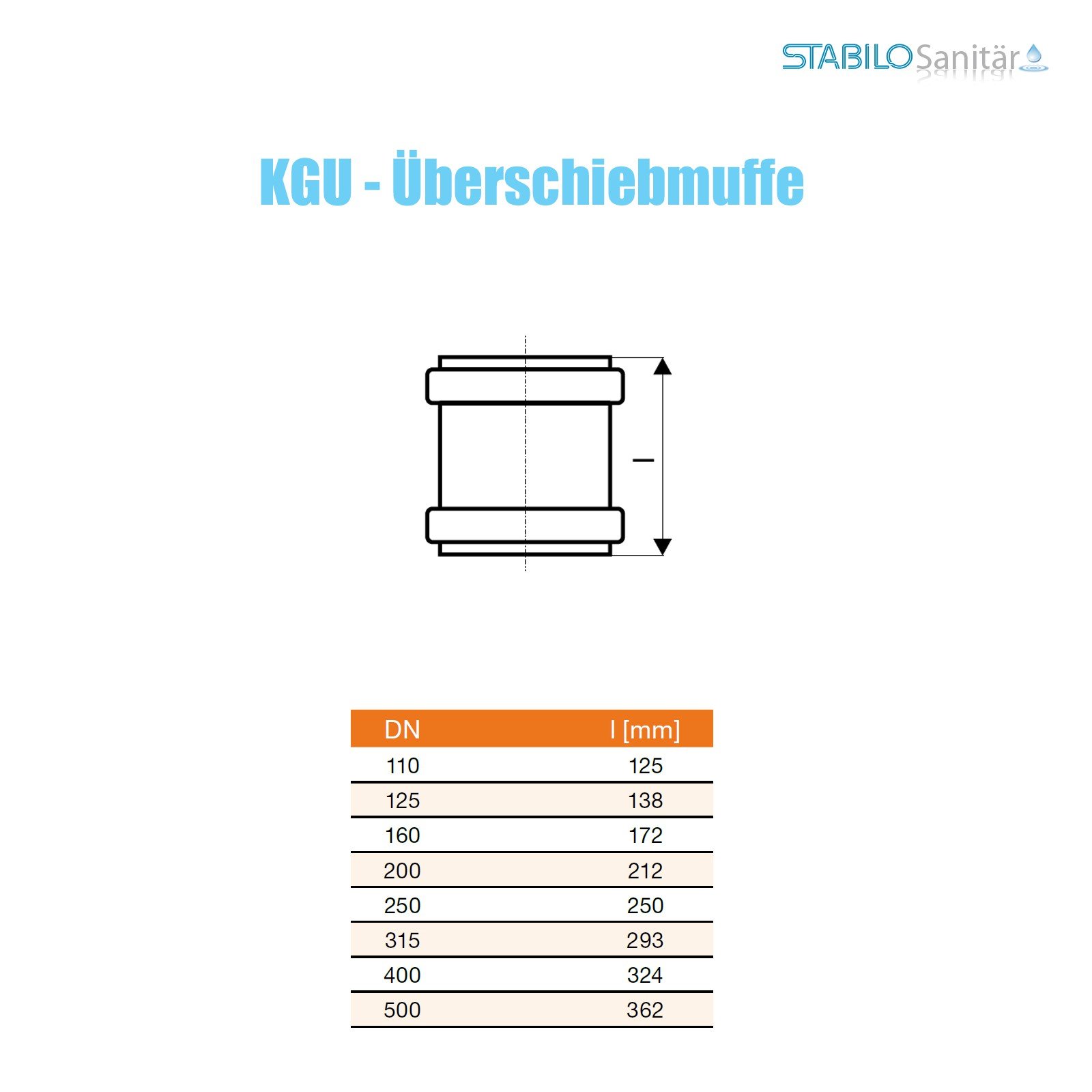 KGU DN/OD 400 - Manguito de doble manguito para tuberías de alcantarillado