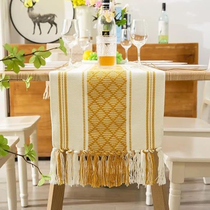 Image of Premium Boho Cotton Table Runner for 4 6 Seater Dining Table |Center Table |Coffee Table|Dining Table|Eating Area|Table Decor(14*72 INCHES)|Modern|Luxury|SZTR 008