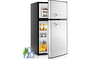 Kismile: Double Door Mini Fridge with Freezer