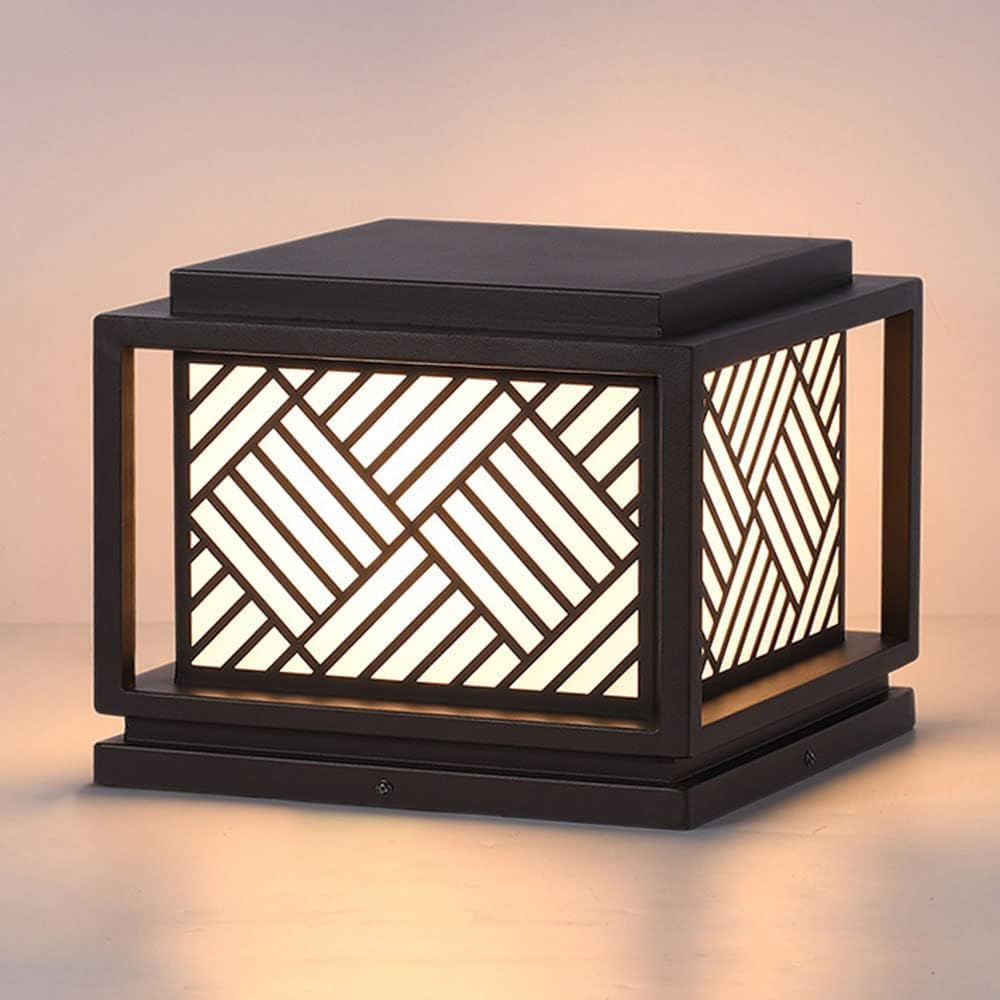 QUSYZD Outdoor Waterproof Post Light Fixture Square Fence Outdoor Column Light Pier Mount Garden Light Gate Post Lights Lantern Street Lights Fence Light Garden Gate Landscape,32cm