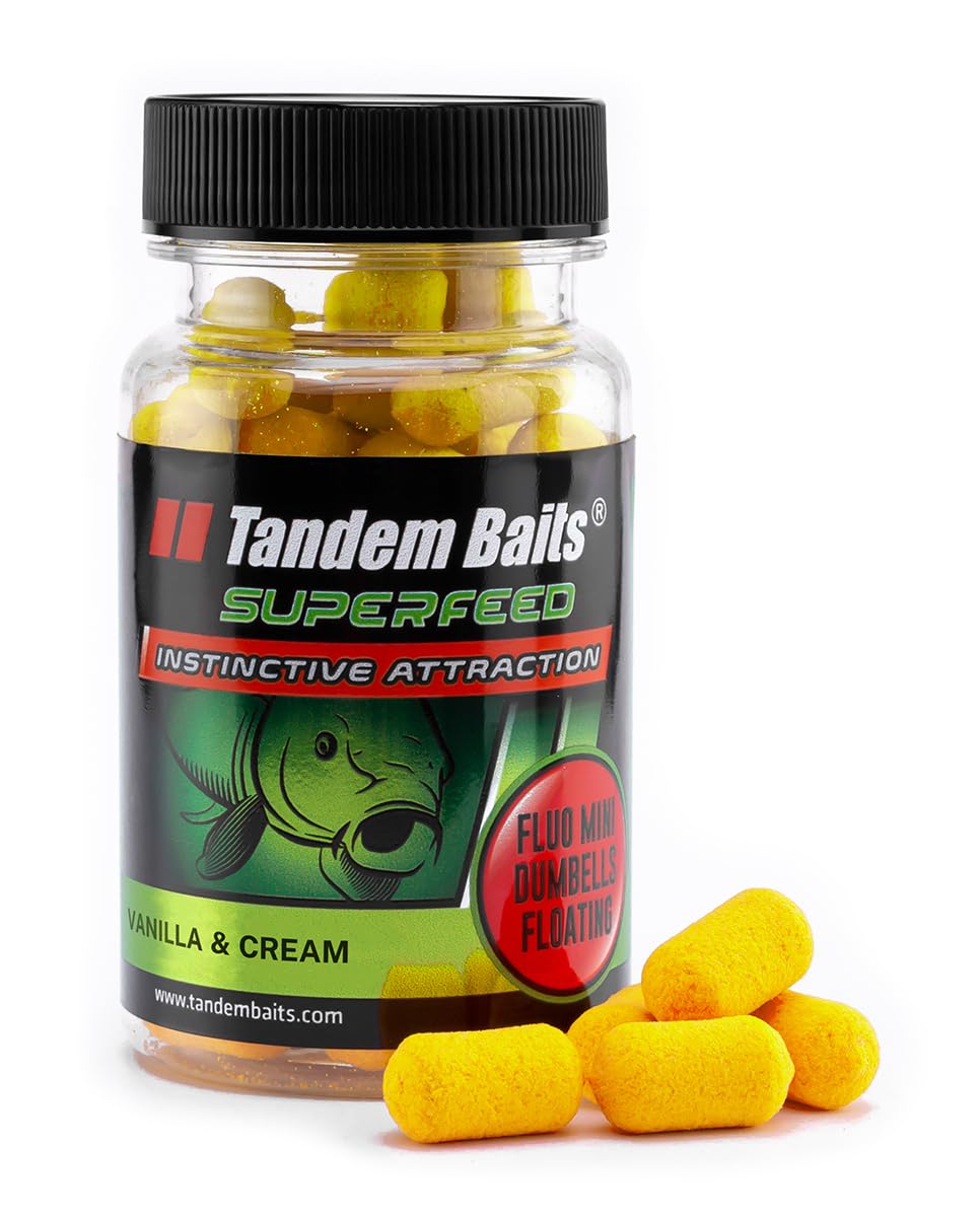 Tandem Baits SuperFeed Fluo Mini Dumbbells Floating Coconut & Vanilla | Pop-Ups | Carp Bait - Monster Fish 30g — image 1