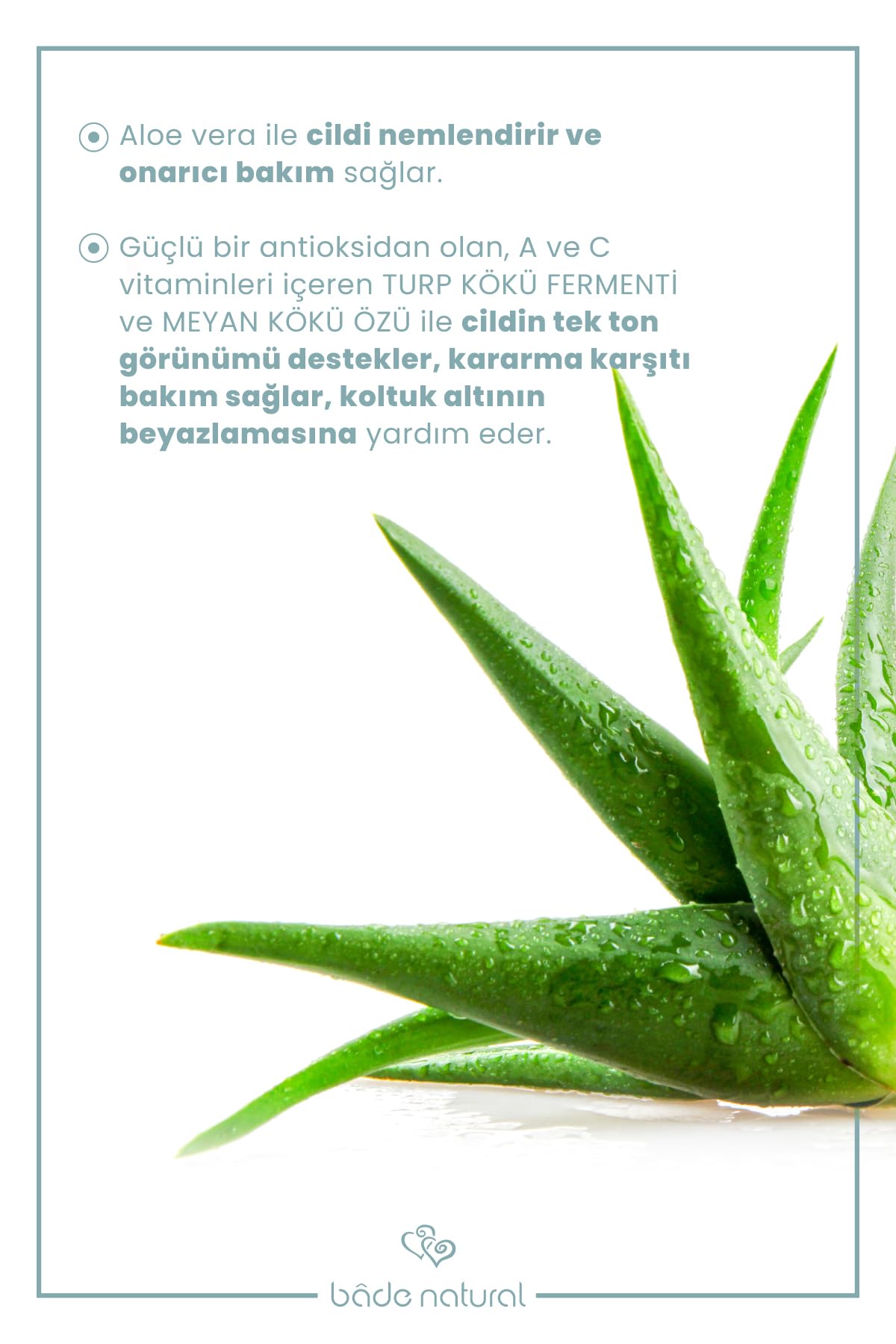Bade Natural Doğal Roll On Beyazlatıcı Ter Kokusu Önleyici Koltuk Altı Deodorant%100 Doğal ve Vegan 50 ml