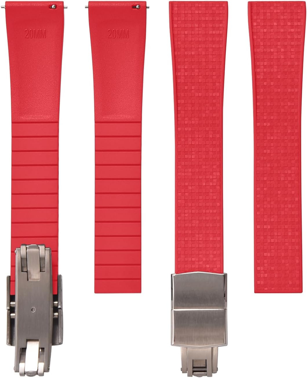 Rubber Watch Strap 20mm, Quick Release Deployant Clasp, Waterproof Replacement Rubber Watch Band with Mosaic 3D Texture, Compatible with Rolex, Omega, Seiko, Hamilton, Tissot, Men & Women