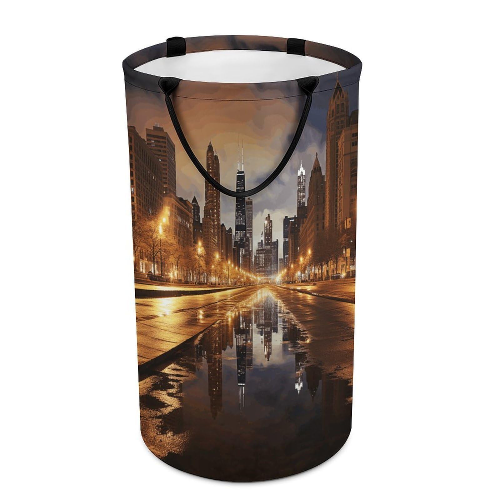 Chicago Laundry Basket Large Foldable Laundry Hamper with Handles Freestanding Collapsible Clothes Basket Waterproof Portable Dirty Clothes Hamper for Bathroom 86L