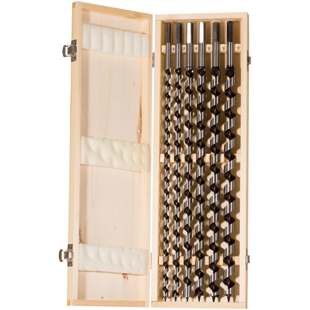 Fischer Set 6 Punte Trapano D-WL PL tipo Lewis in Acciaio per Legno, Diametro 10-12-14-16-18-20mm, Lunghezza 460mm, Attacco Esagonale, per Massiccio, Lamellare 551426