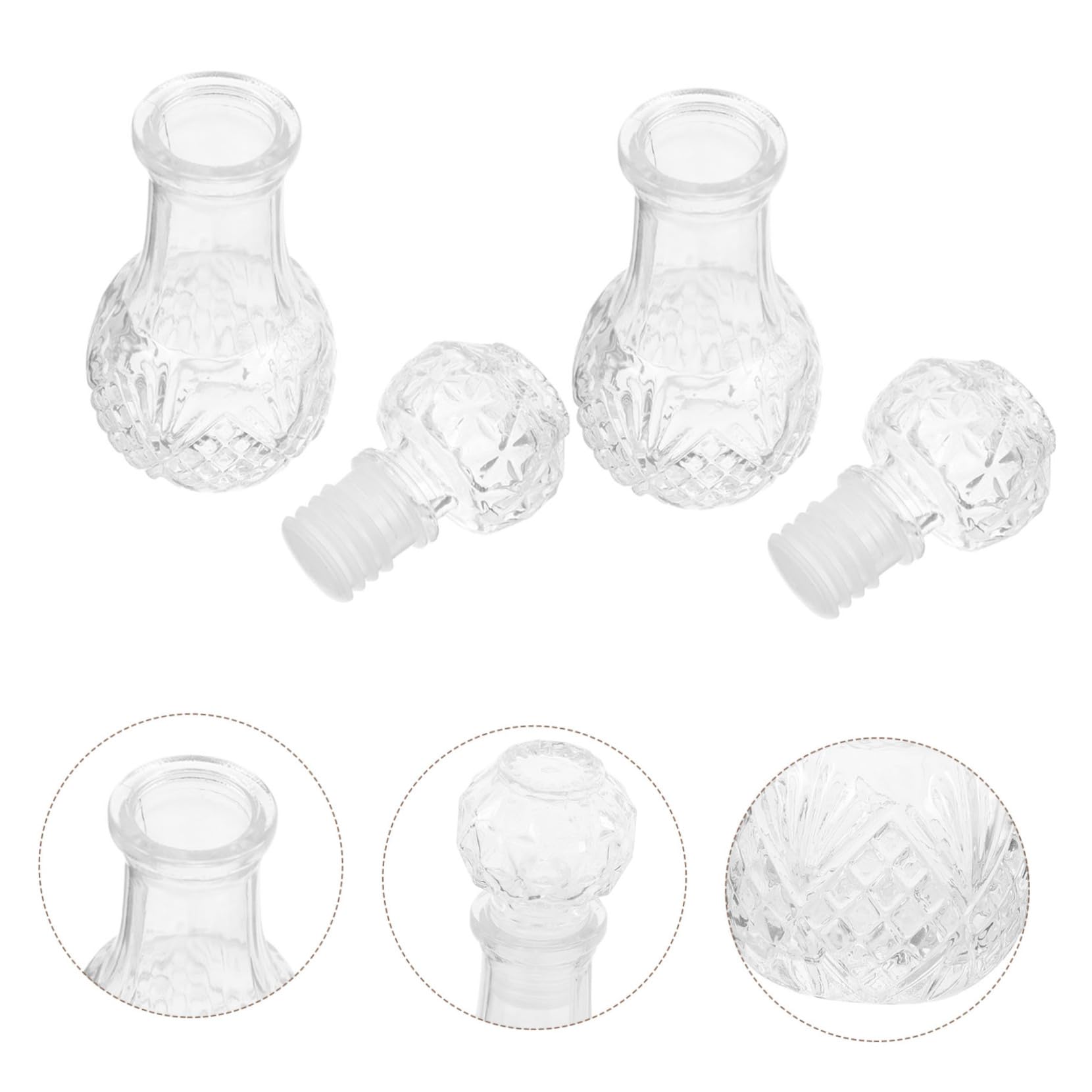 Bottiglie da 50ml in Vetro per Liquori e Vino, con Tappo Ermetico, Set da 6 Pezzi con Design Elegante e Unico per Degustazioni e Feste