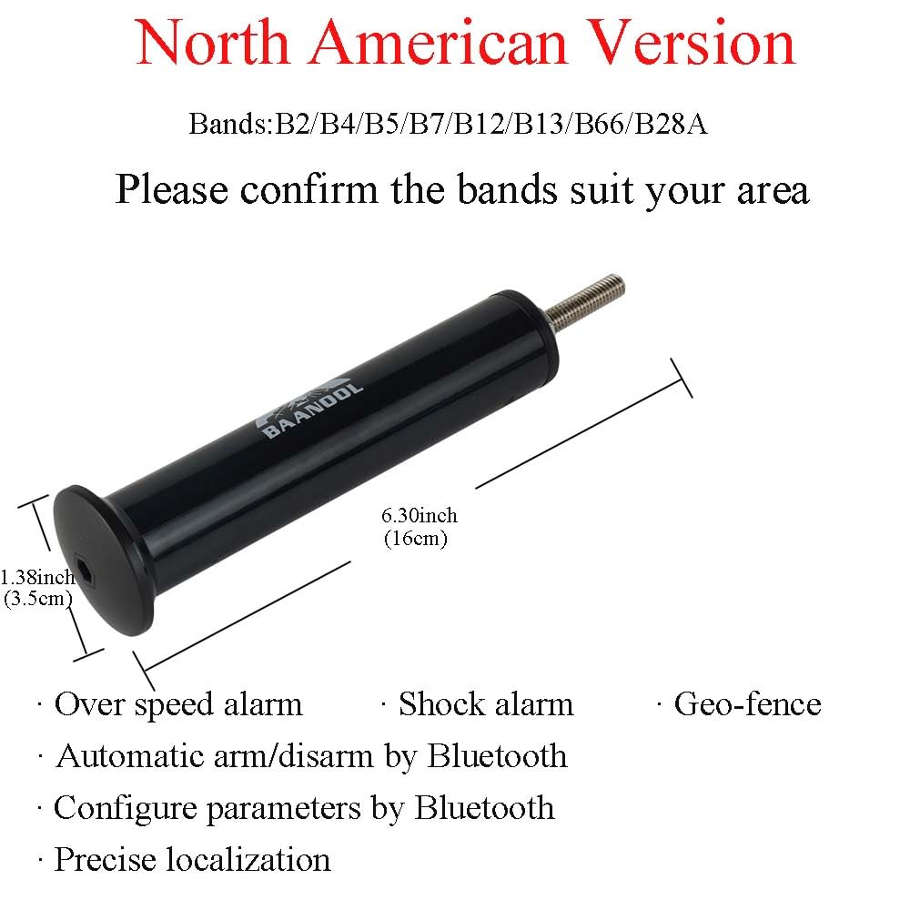 BAANOOL 4G GPS Tracker for Mountain Bike BN-407-N No Subscription Free APP & Platform Mountain Biking Hidden Tracker Device North American Version (BN407-N 4G)