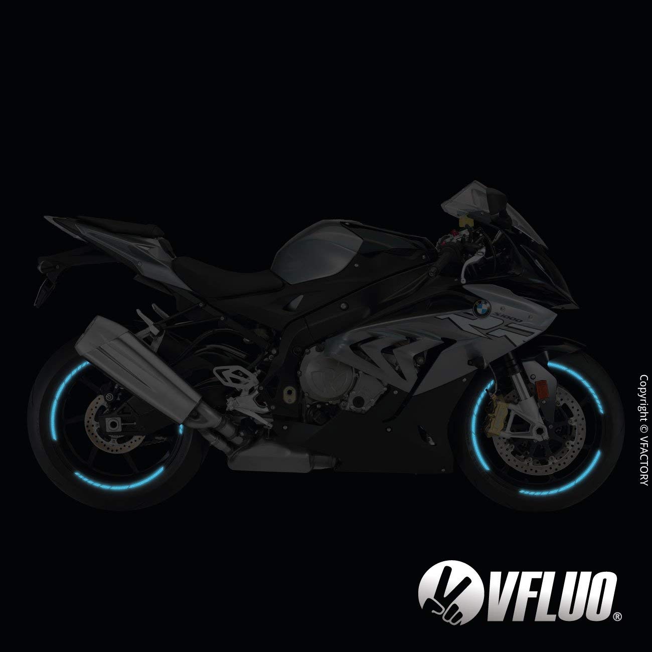 Bandes Réfléchissantes Pour Jantes Moto - Largeur 7 Mm - Kit 1 Roue - Bleu Nuit - Technologie 3M