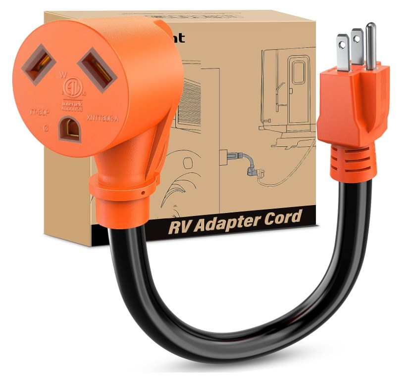 Image of Nilight RV Power Adapter Cord 15Amp to 30Amp 110V Pure Copper Heavy Duty 10 Gauge Wire ETL Listed 5-15P to TT-30R 15M /30F Weatherproof for RVs Camper Caravan Van Trailer