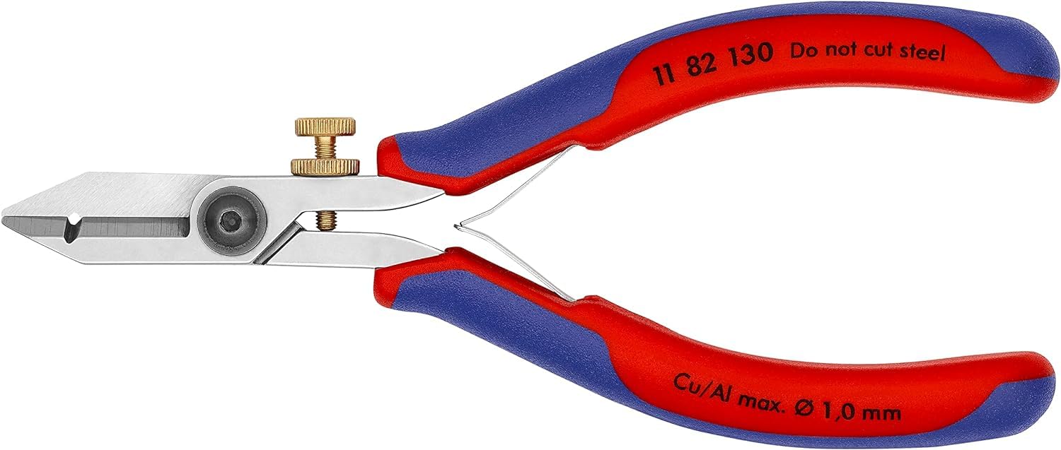 KNIPEX Szczypce precyzyjne do cięcia i ściągania izolacji dla elektroników z osłonkami wielokomponentowymi 140 mm, 11 82 130