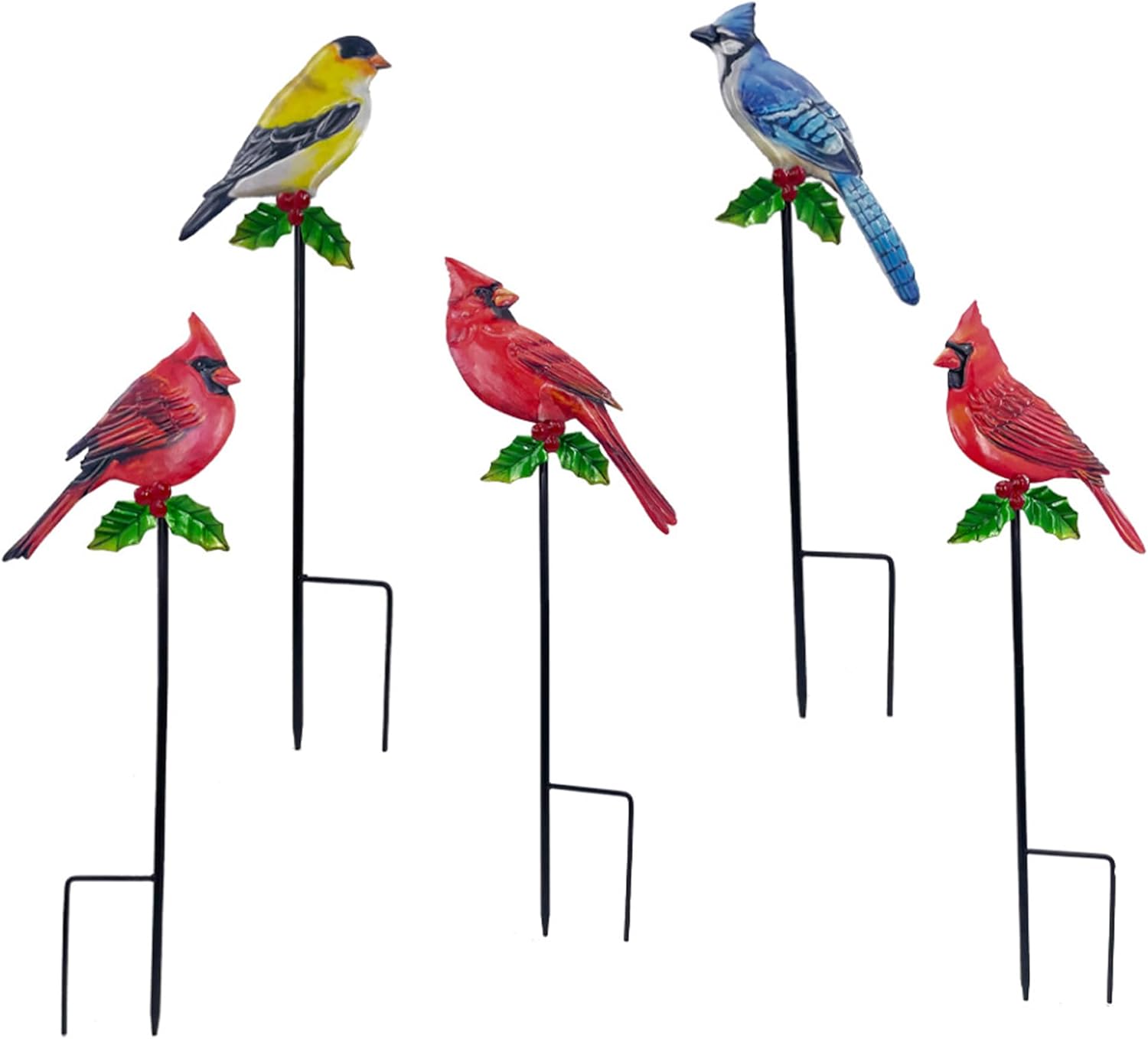 5 Pack Birds Metal Decorative Garden Stakes - 20 Inch Shaker Patio Decor Art and Rust Resistant Metal Garden Decor for Indoor and Outdoor Decor - Perfect for Patio and Lawn Ornaments