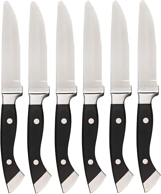6 STEAKHOUSE STEAK KNIVES New! BBQ Kitchen Dining Chop