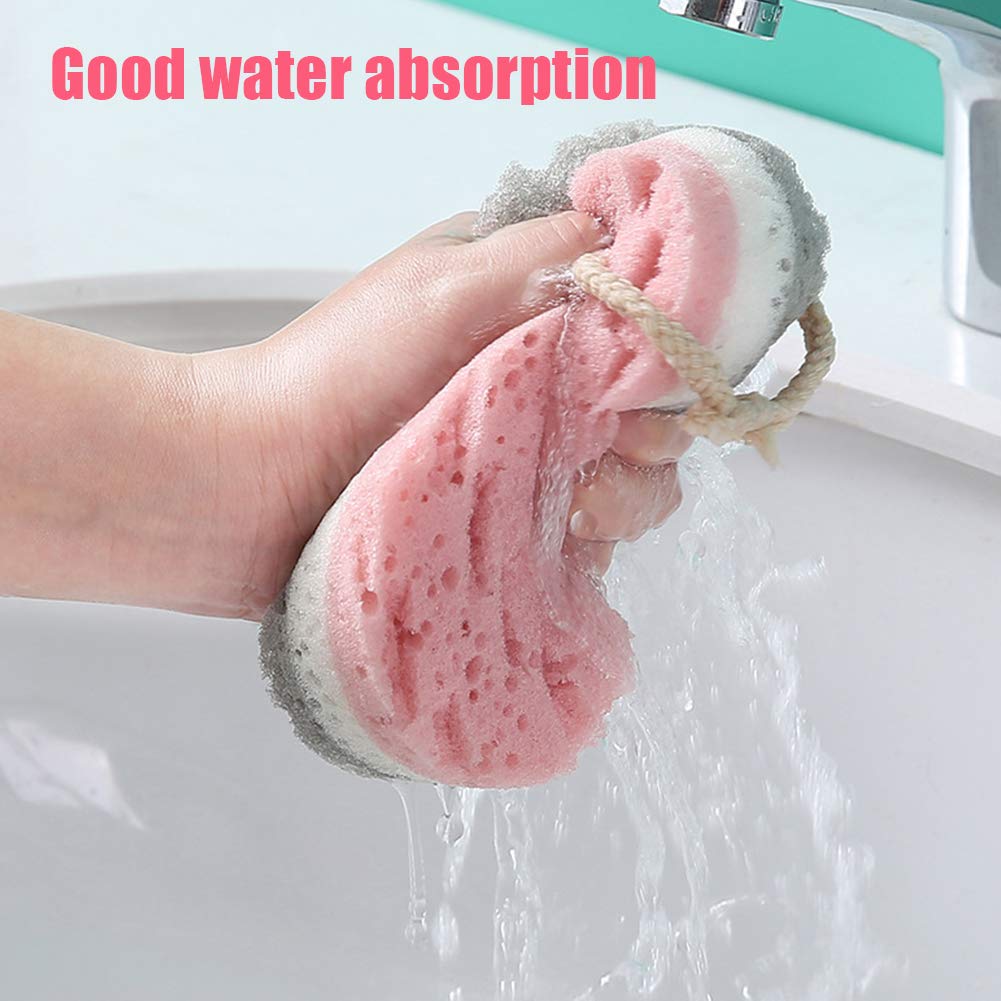 RRJ Bath Sponge for Adult, Soft Bath Massage Sponge with 2 Hooks Body Exfoliator Sponge for Women 4 Pieces 2