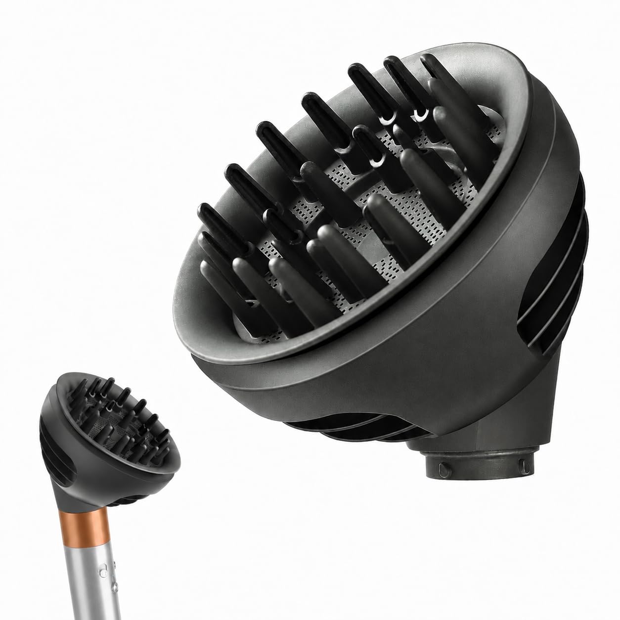 Wave Curl Diffuser Attachment for Dyson Airwrap, Fast Drying Wave Curly Thick Hair, Dome and Diffuse Modes, Adding Volume and Define Curl Wave, Gray
