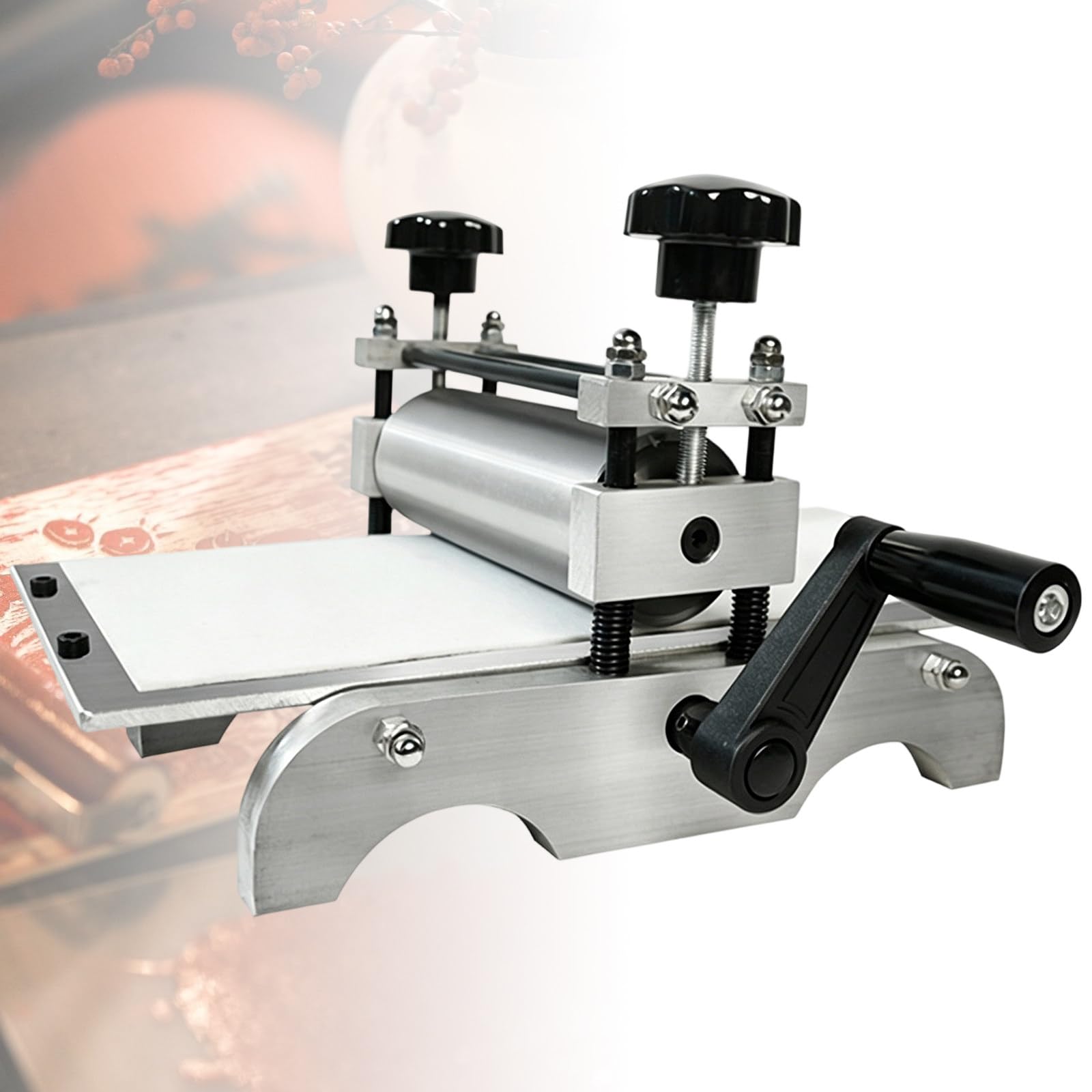 GwlThixion Compact Desktop Printmaking Press, Desktop Slab Roller Printmaking Machine 31×17cm, Hand-Cranked, Clear, Even Printing, for DIY Craftsmen and Small Studios