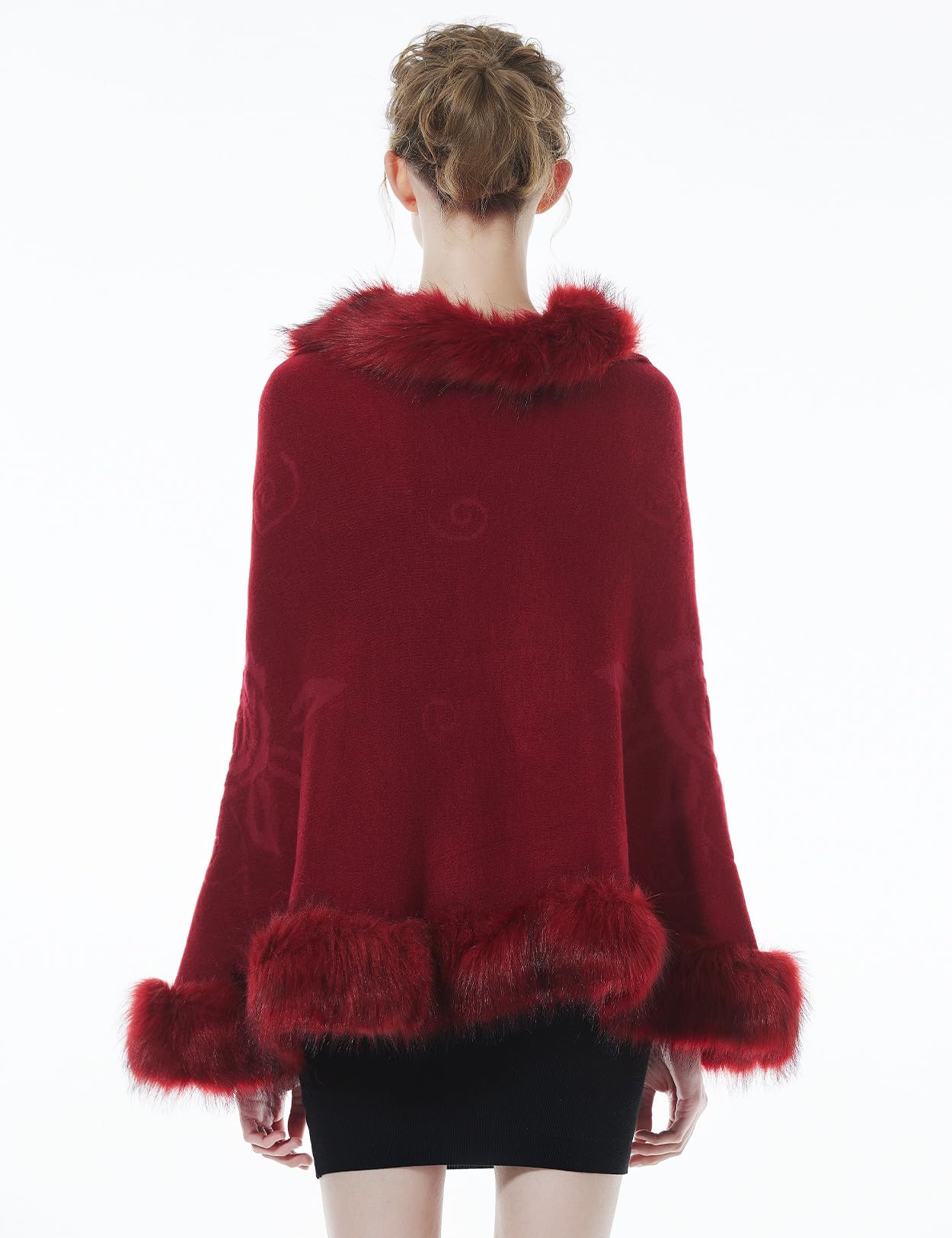 BEAUTELICATE Estola de Pelo Mujer Chal de Piel Sintética de Conejo Capa de Abrigo Punto Poncho Cardigan para Boda Fiesta Invierno