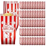 OFFIGAM 100個 ポップコーン袋 油防止設計 大容量 紙製ストライプ文字柄 トリートバッグ 映画鑑賞 パーティー用 爆米花包装袋