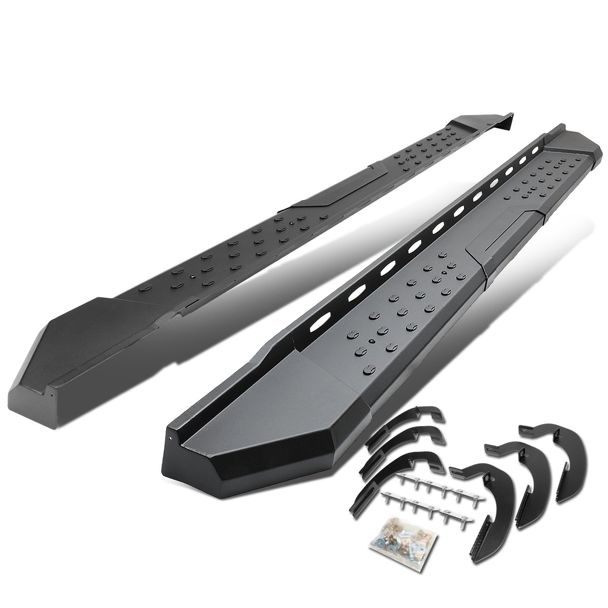 Auto Dynasty 5.5 Inches Side Step Nerf Bar Running Board Compatible with Chevy Silverado GMC Sierra Crew Cab 07-19, Mild Steel, Black Powdercoated