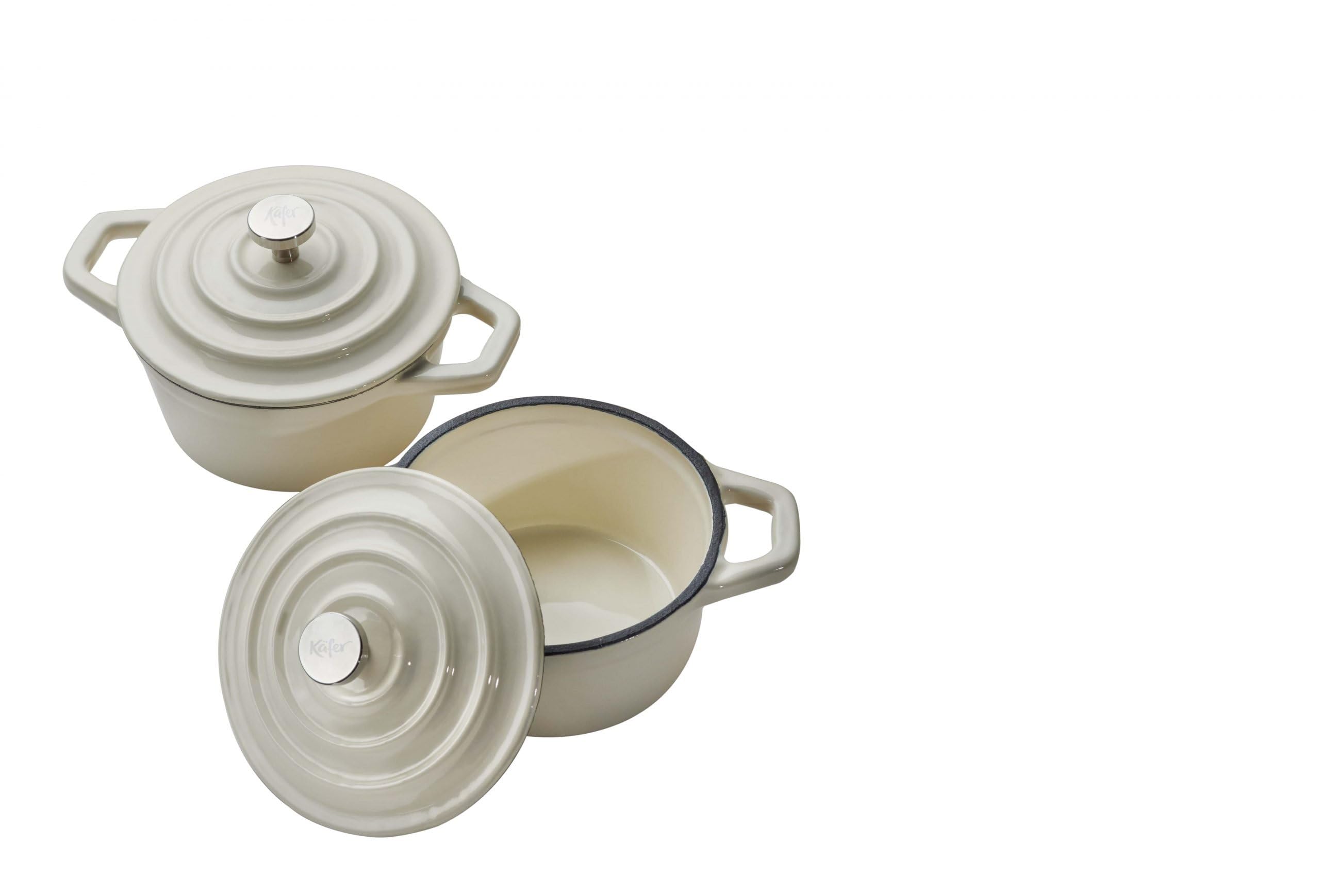 Käfer Mini-Cocotte mit Deckel, gusseisern, 2er-Set, 250 ml, backofenfest