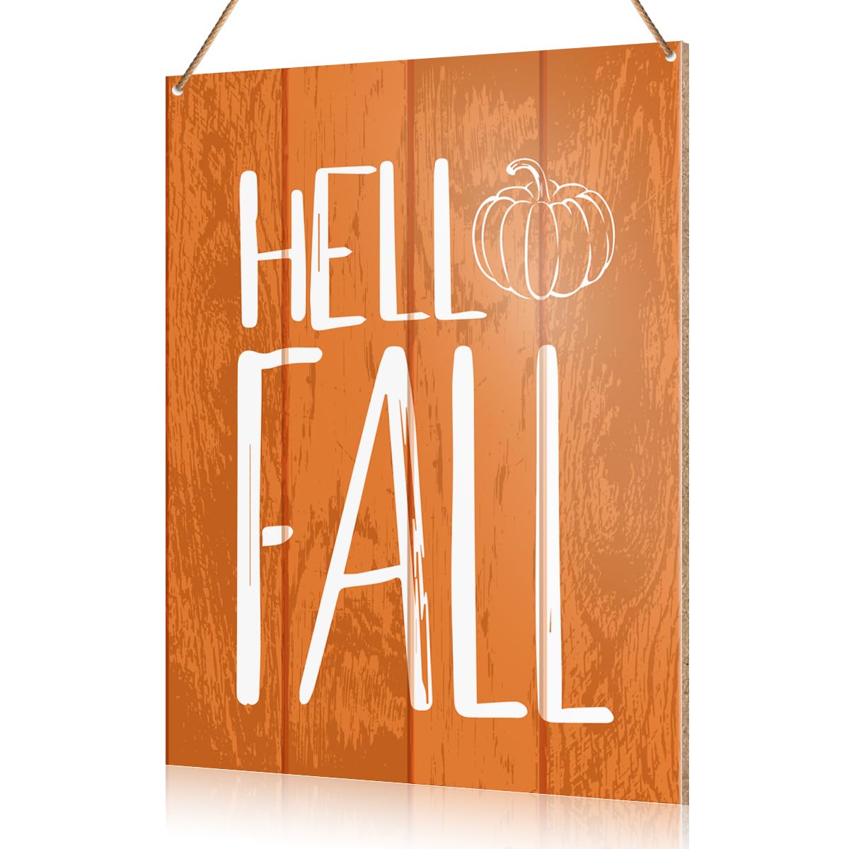 Hello Fall Decorations Hanging Sign, Autumn Fall Decor Rustic Orange Wooden Wall Sign Thanksgiving Decorations