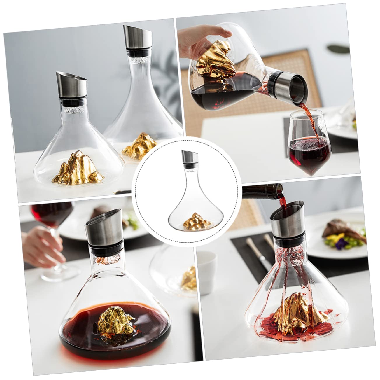 GLEAVI Decantador De Vino De Transparente Hogar Artesanal Decoración De Escritorio Decantador De Vino Portátil Oxigenador