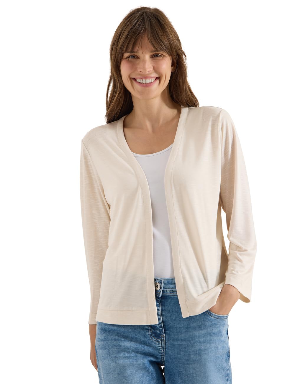 Cecil Damen 3230393 Offene Jacke in Unifarbe mit 3/4-Arm (1er Pack)
