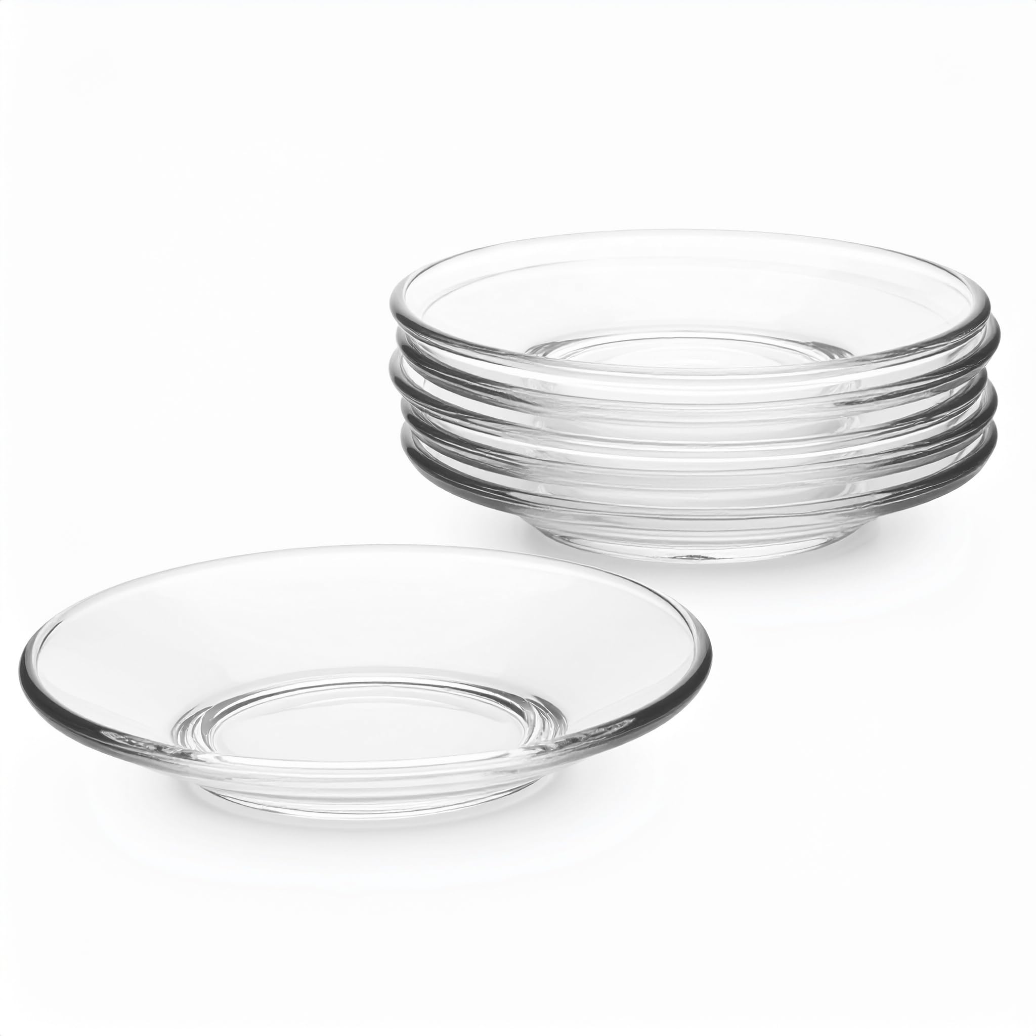 Glasmark KROSNO 1992 Piattino per Caffè Tè Dessert in Vetro Trasparente Rotondo 10,7 cm