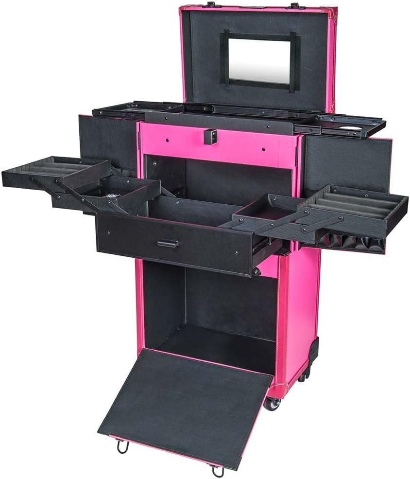 REBEL Series – Pro Makeup Artists Multifunction Cosmetics Trolley Train Case – Large - Cheer power