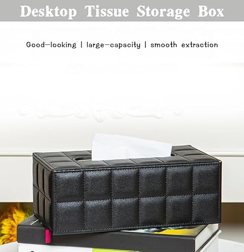 ShineHomes taschentücher Box (25×14×9.5 cm) Premium aus Wasserdichtem PU-Leder, Magnetverschluss Design Tissue (Schwarz)