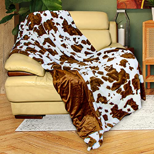 Cow Print Blanket, Double-Sided Throw Blanket For Couch Sofa Bed Office Fleece Blanket Soft Fluffy Blankets Plush Blanket For Adults Kids In All Seasons 51" X 63" #TOP2