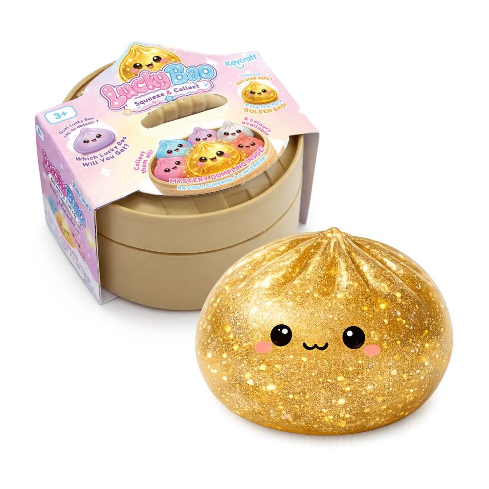 Lucky Bao Mini Squishy Mystery Dumpling Toy – Squeeze & Collect Cute Kawaii Fidget Toy – Bamboo Basket Surprise Toy for Kids – Collect All 6 (Mini) 6.5x6.5x4cm