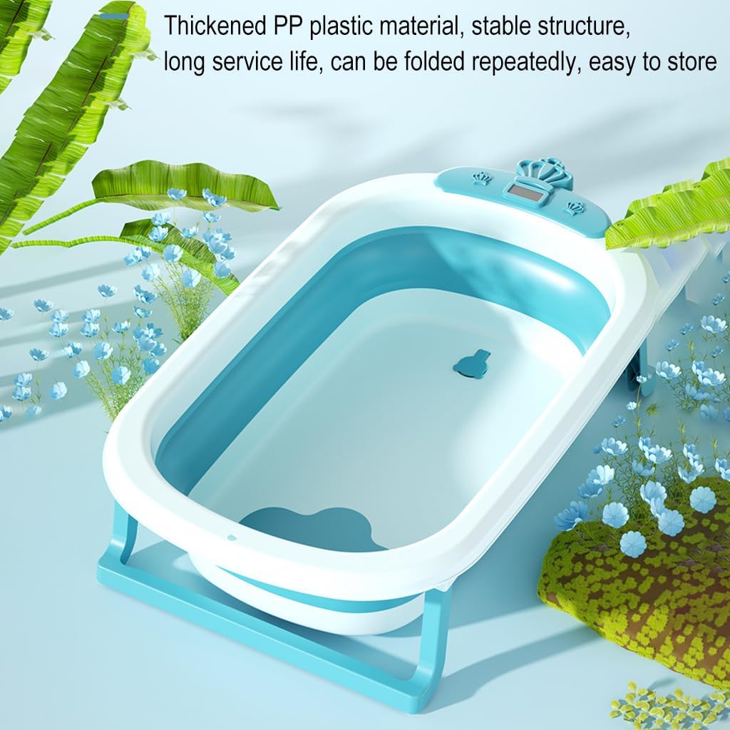 Portable Pet Bathtub with Water Drain Plug Foldable Pet Shower Basin with Thermometer Small Pets Bath Tub for Puppy Small Dogs Cats