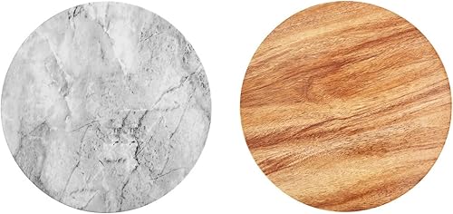 Oasis Supply Tableros de pastel impresos de mármol y madera, uso para presentación de pasteles y embutidos de alta gama, tamaño 10 "redondo, 8