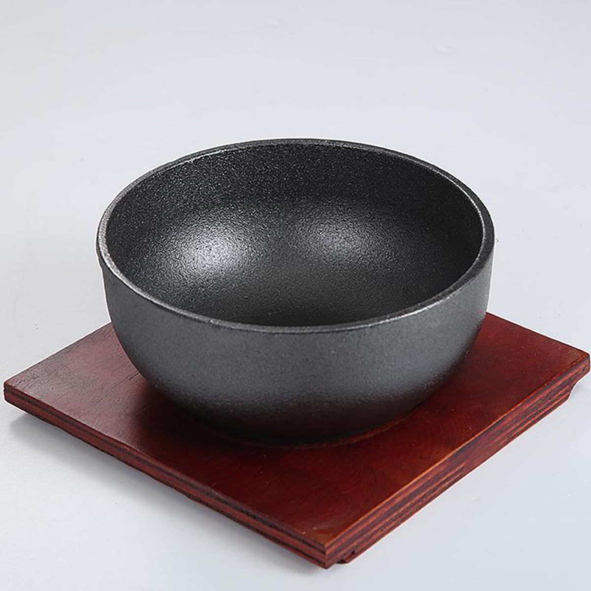 KICHOUSE Cuenco de Hierro Fundido Tazón de Arroz Negro para Bibimbap Coreano para Mezclar Bordes Lisos y Diseño Elegante, Adecuado para Restaurantes y Bares
