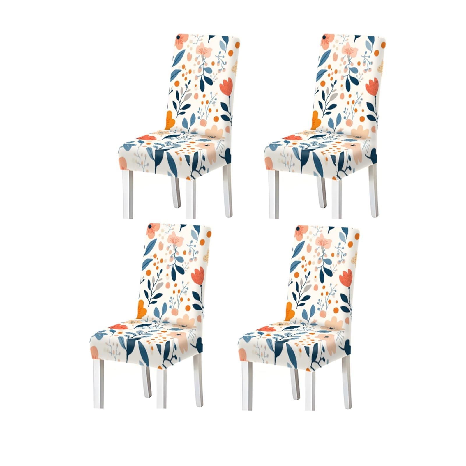 FZJKGH Scandinavian Floral Dining Chair Covers Set Of 2/4/6, Stretch Washable Botanical Chair Slipcovers, Modern Nordic Home Decor Removable Stretch Slipcovers for Dining Chairs(4PCSChair cover)