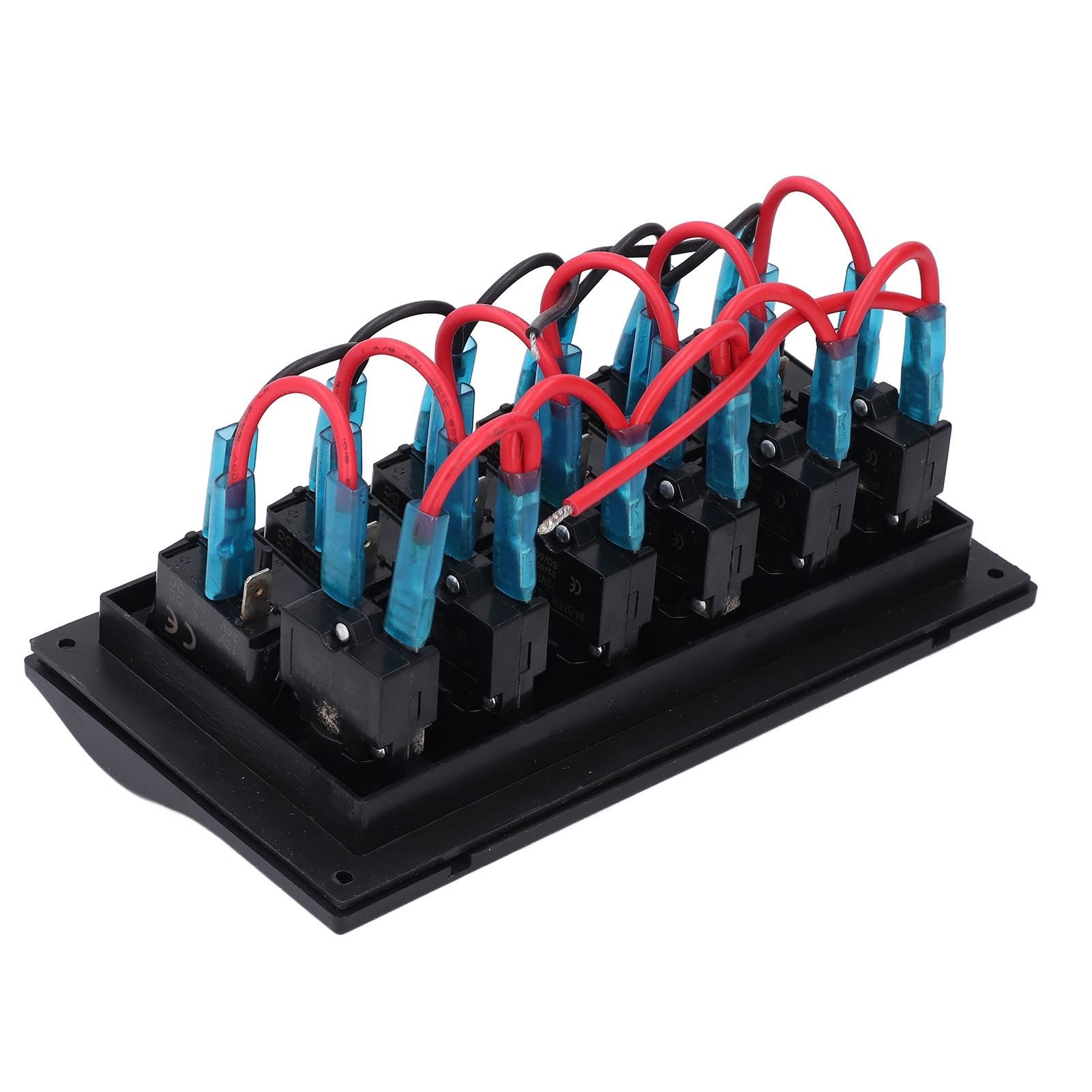 Alomejor Panel Przełącznika Kołyskowego LED 12 V 24 V z Zabezpieczeniem Przed Przeciążeniem dla łodzi RV Yacht Bus - 6-krotne Przełączniki Wodoodporne ABS