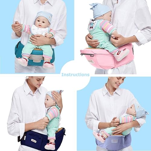 Miniatura 7 de ANGELBB Portabebés de cadera para bebé con bolsillos, ligero, para bebé, cintura para niños pequeños, cinturón de seguridad (verde)