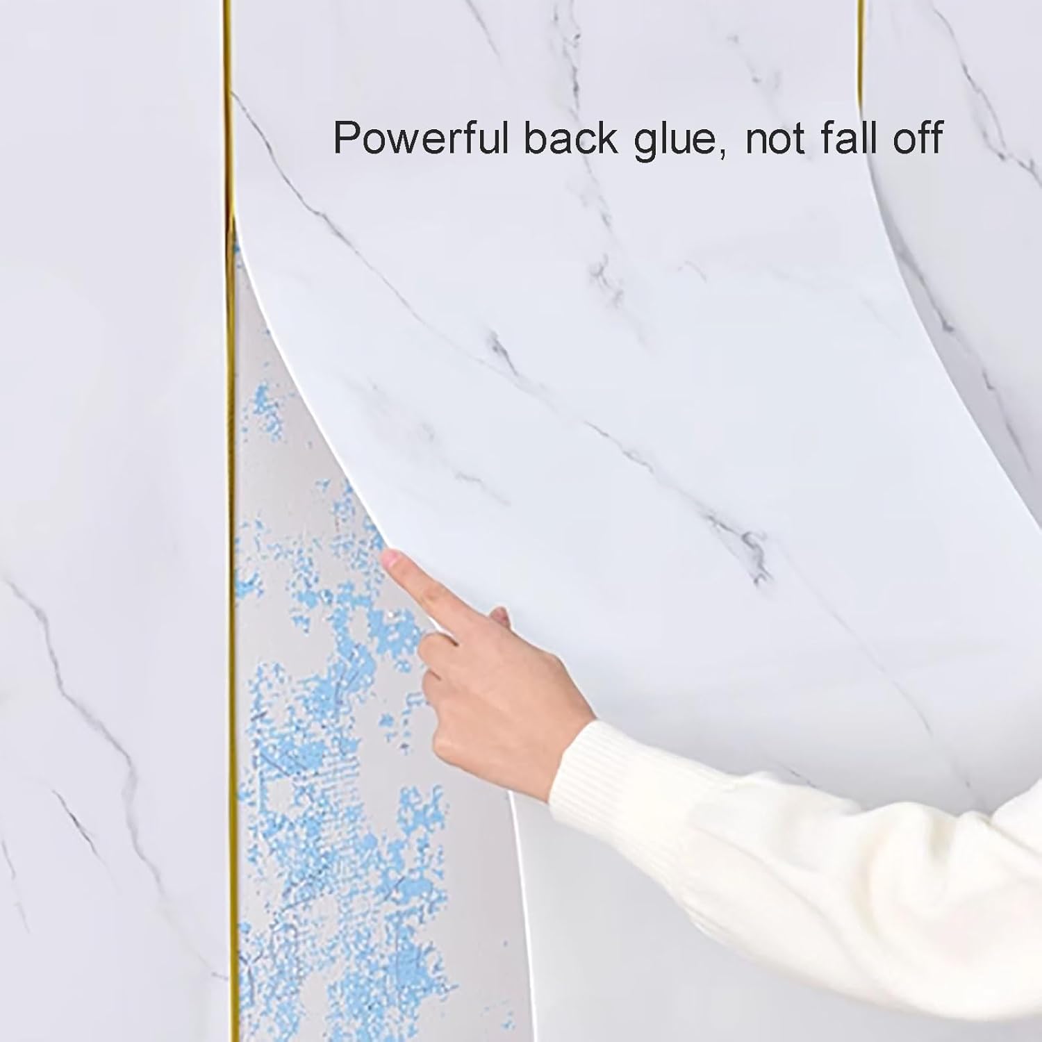Marble Paper Removable Wallpaper Film Self-Adhesive,Tin Foil Bottom Self Adhesive Cover,Tile Wall Sticker for DIY Project