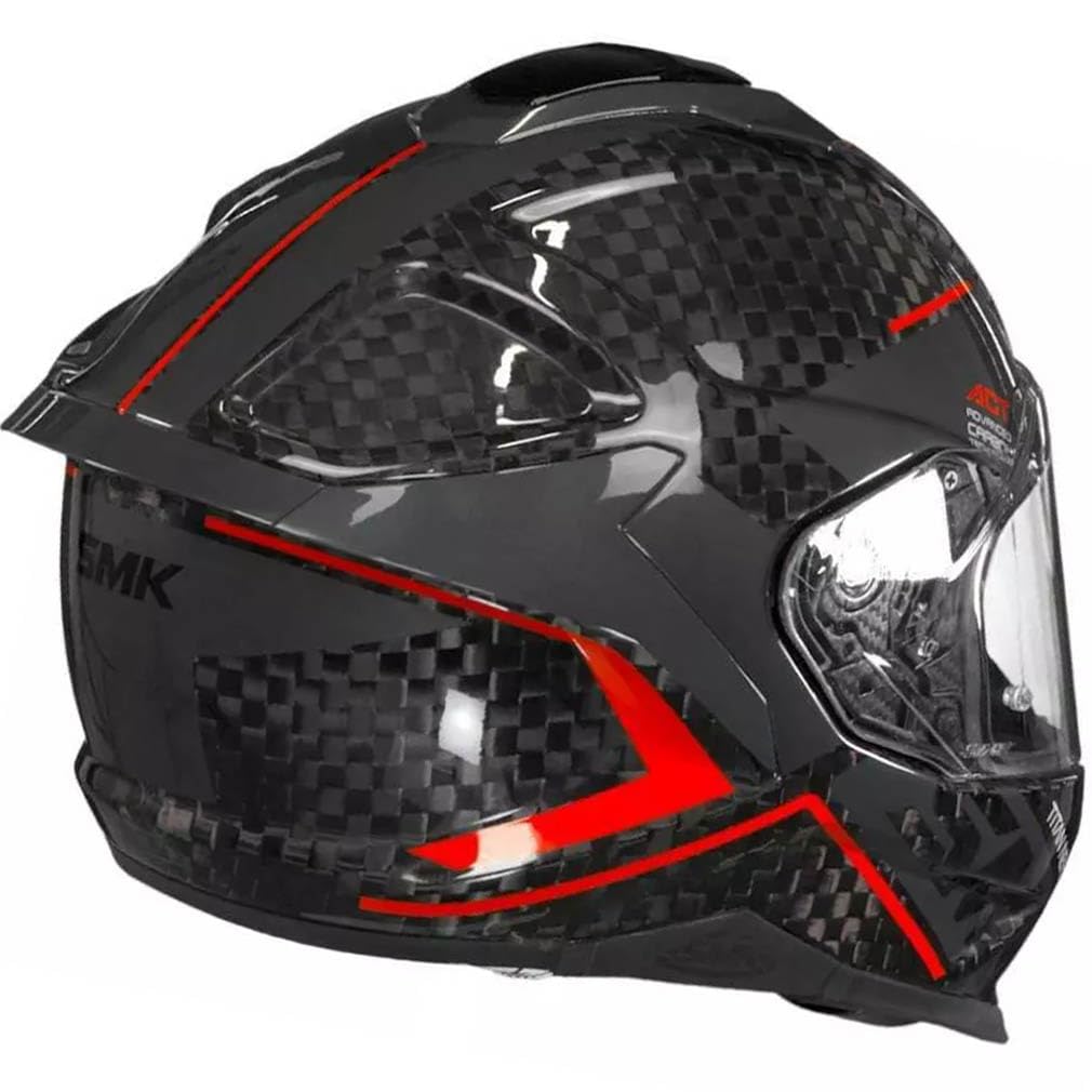 Casco de Moto Integral SMK Titan Carbono Nero Rojo con Visor Solar - Homologado ECE 22.06 - Designed