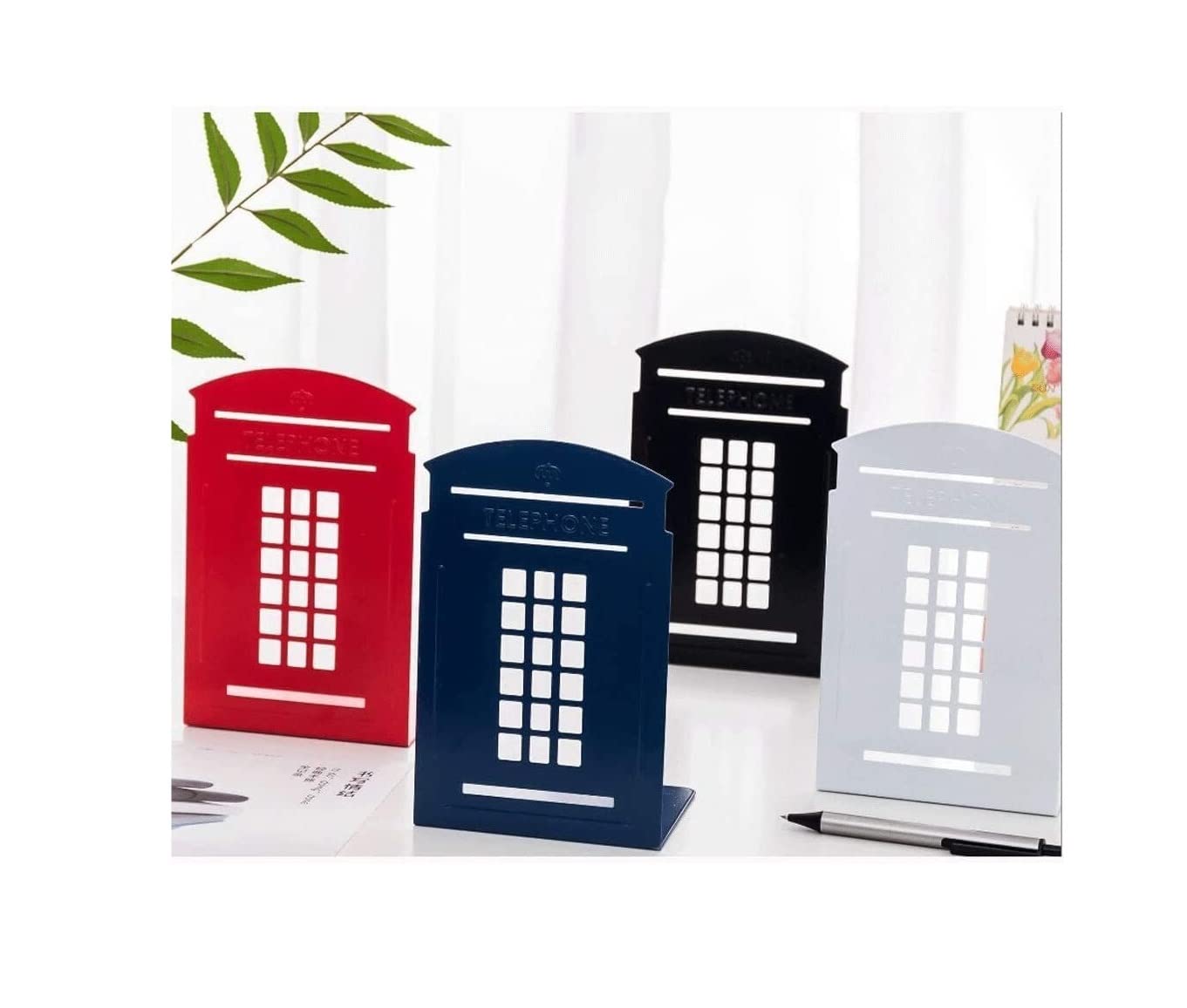 Juego De 4 Sujetalibros De Metal Negro Grandes 21x13.5x9 Cm - Reforzados Y Antideslizantes Para Oficina Y Hogar