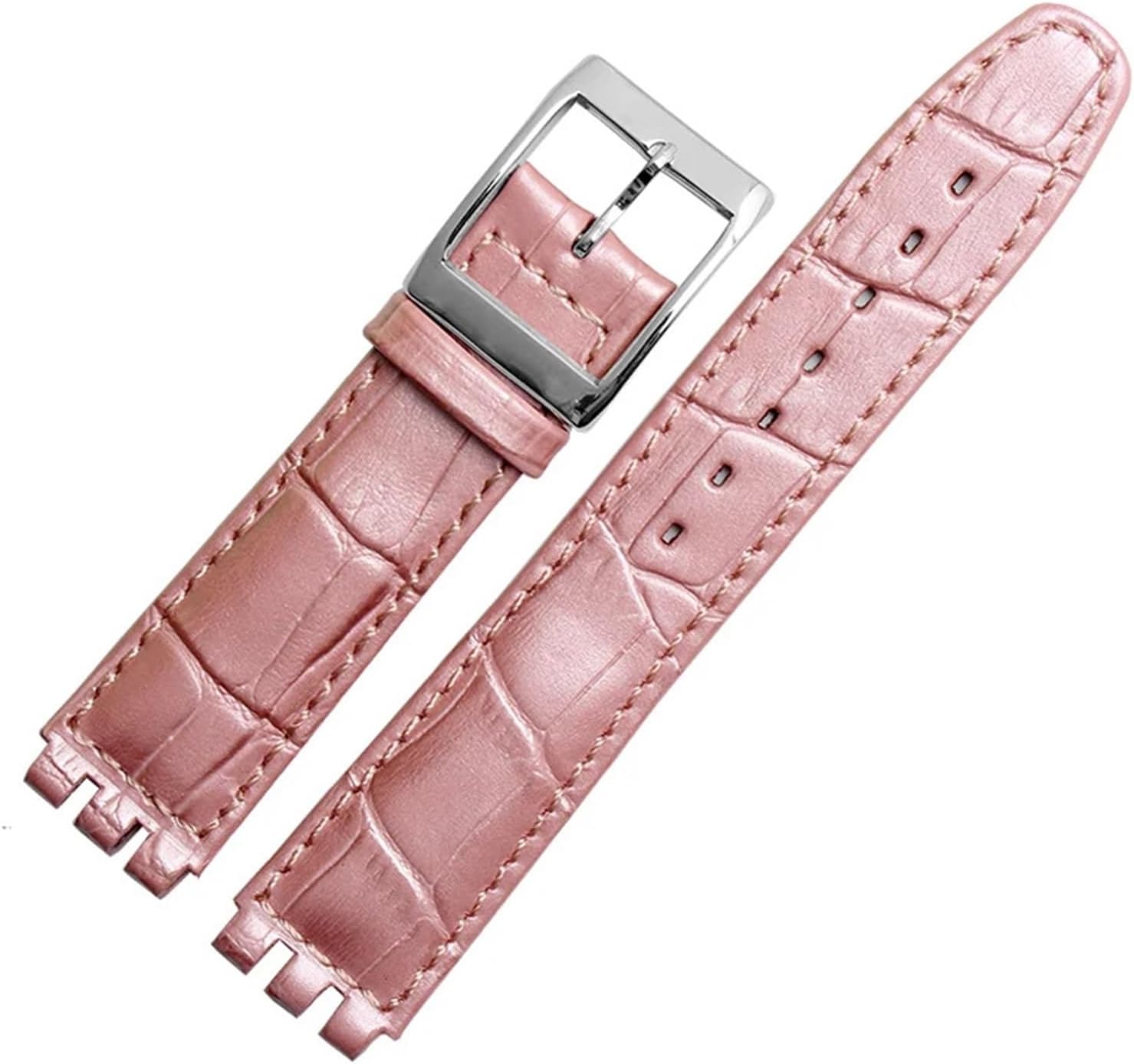 yingyingjia 17mm 19mm Strap Compatible With Swatch Band Genuine Calf Leather Watch Strap Band Black Brown White Waterproof