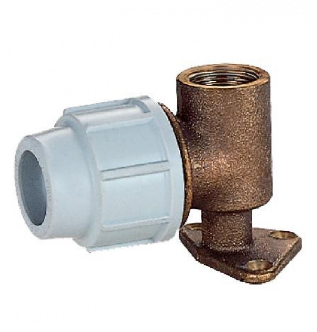 PLASSON 9055 25mm x 3/4" Brass Wallplate Elbow