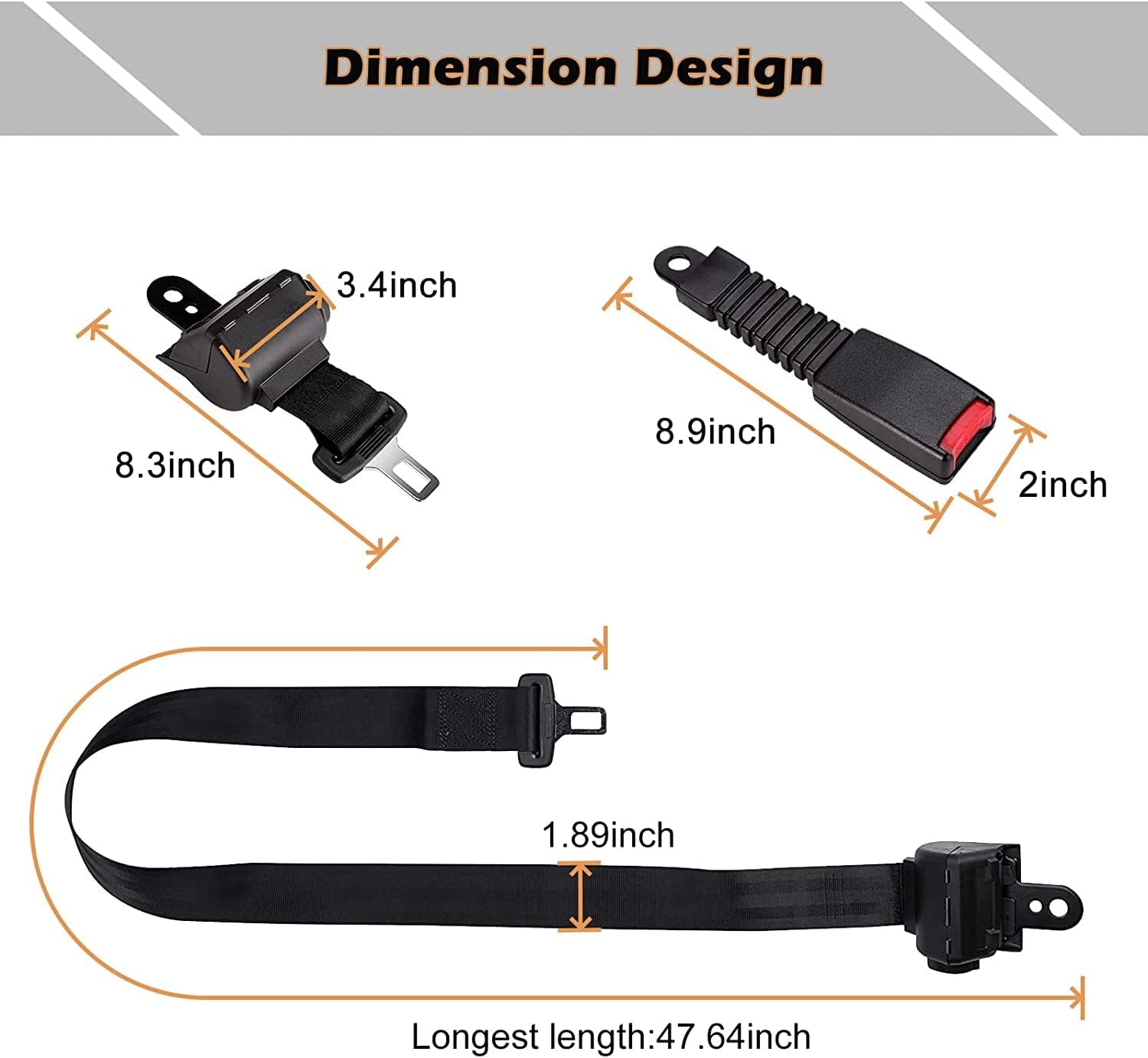 LEAPGOMAX Golf Cart Seat Belts Retractable 47.64" Universal Seat Belts for Golf Cart EZGO TXT RXV, Yamaha, Club Car, UTV, ATV(2 Sets) : Automotive