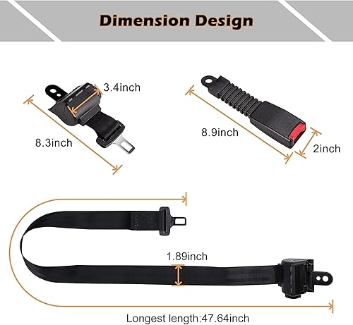 Miniatura 3 de Cinturones de seguridad universales retráctiles para carrito de golf EZGO TXT RXV, Yamaha, Club Car, UTV, ATV (2 juegos)