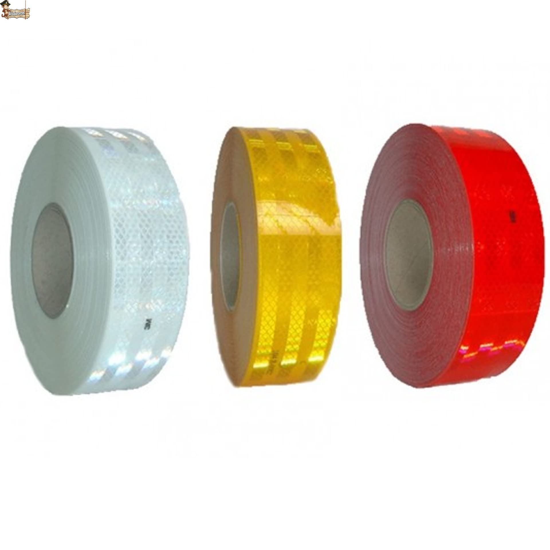 BricoLoco.com 3 M cinta reflectante adhesiva homologada V23 para camiones, moto, bicicleta. Ancho 51 mm. Roja, amarilla o blanca. Banda señalización, advertencia. (50 mts. x 51 mm. ROJA)
